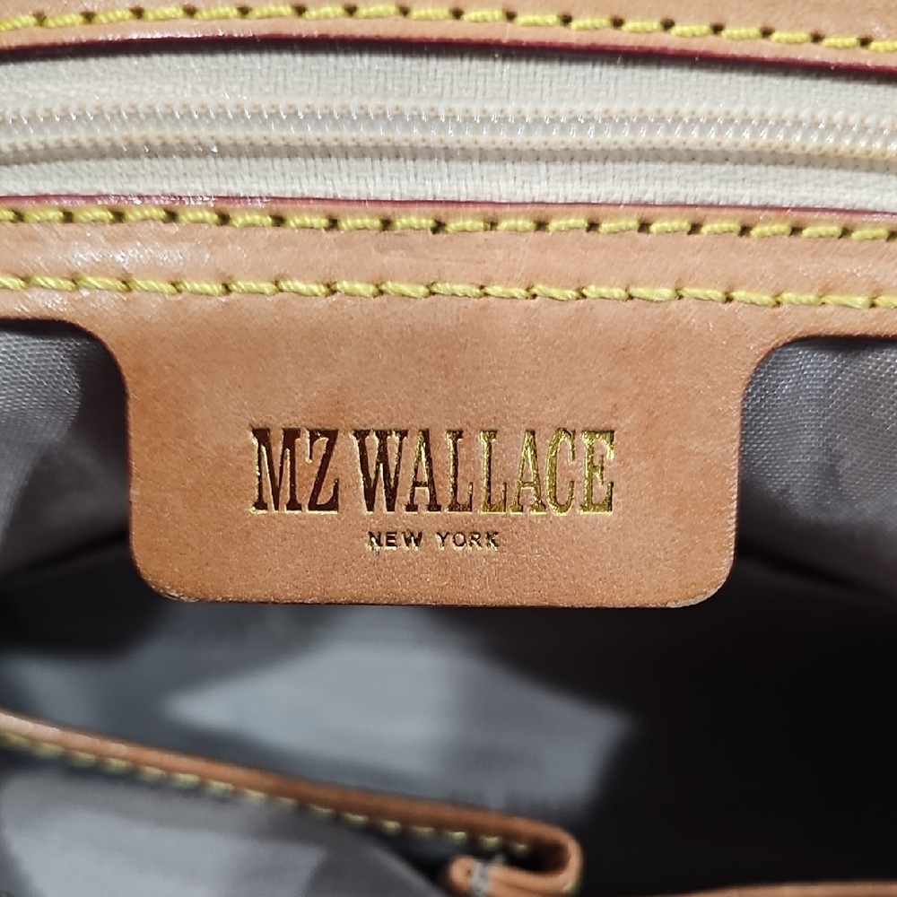 MZ Wallace Black Nylon Messenger Tote with Brown Trim - Picture 11 of 13